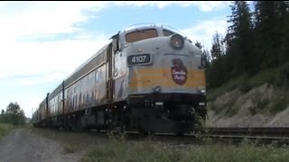 EMD F9 amp F9B Units CP 4107 1900 amp 4106 Lead The Royal Canadian Pacific At Golden BC 72512 [upl. by Odnomor]