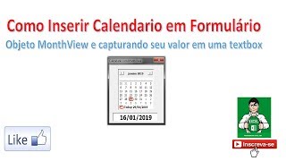 Como Inserir Calendario MonthView em Formulário e captura data seleciona em uma textbox [upl. by Argyres282]