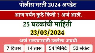 पोलीस भरती 2024 अपडेट आज पर्यंत कुठे किती  अर्ज आले 23032024  Police bharti 2024 total form [upl. by Laine]