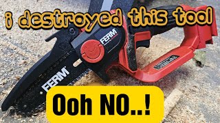 Mini Chainsaw Test  I Burned the 12v Battery of this cordless saw  Ferm Action [upl. by Airol]