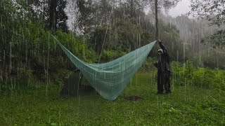 HEAVY RAIN CAMP SOLO CAMPING IN HEAVY RAIN AND THUNDER  RELAXING CAMPING HEAVY RAIN [upl. by Ledda875]