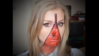 Zipper Face Halloween Makeup Tutorial [upl. by Notsehc263]