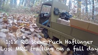 118 RC scale Steyr Puch Haflinger Losi MRC trailing on a fall day [upl. by Leasi]