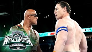 The Rock and John Cena come facetoface at WrestleMania XL WrestleMania XL Sunday highlights [upl. by Ateuqal]