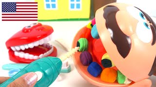 Play doh Dentist Learn to Brush Your Teeth 🇺🇸 Fun Videos for Kids [upl. by Eirojram898]