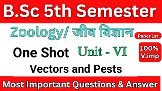 BSc 5th Semester Zoology Paper 1st Unit VI Vectors and Pests Most Important MCQs [upl. by Ahsienet419]