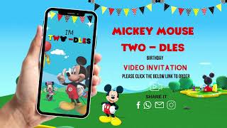 Mickey Mouse Two Dles Second Birthday Video Invitation  Mickey Theme Second Birthday Party Invite [upl. by Salesin]