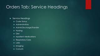 Intro to CPRS For Nursing Students 12 Orders Tab  Service Headings [upl. by Rustin]