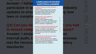 Compliance Interview Questions and Answers [upl. by Indira]