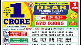 🔴Lottery Sambad Result Today LIVE 1PM 20102024 Dear Yamuna Sunday [upl. by Traver]