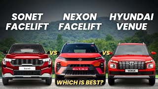 🔥Kia Sonet Facelift vs Tata Nexon Facelift vs Hyundai Venue🔥Kia sonet facelift 2024  Hyundai venue [upl. by Kluge422]