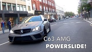 Mercedes C63 Black Series  Powerslide amp Accelerations in London [upl. by Ibrahim]