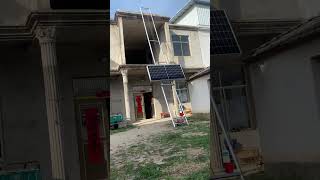 Hoisting Ladder Lift for Solar Panels Installation solarpanels solarinstaller solarsystem [upl. by Narhet]