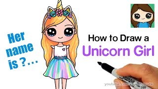 How to Draw a Unicorn Cute Girl Easy [upl. by Aurelius]