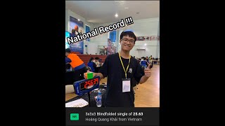 Former 2563 Official 3x3 Blindfolded Vietnamese National Record Single  Hoàng Quang Khải [upl. by Otrebor]