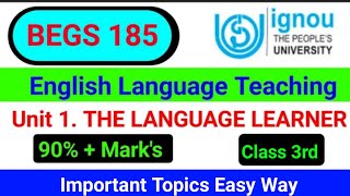 BEGS 185 Unit 1  BEGS 185 Previous Year Question  English Language Teaching  IGNOU BEGS 185 [upl. by As]