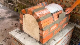 Amazing Handmade Build A Outdoor Oven Easy With Brick And Cement For Garden Space  Diy Construction [upl. by Artenahs]