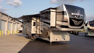 Luxury Fifth Wheel New 2021 Riverstone 42FSKG Front Kitchen Toy hauler  Couchs RV Nation a RV Walk [upl. by Arodnap503]