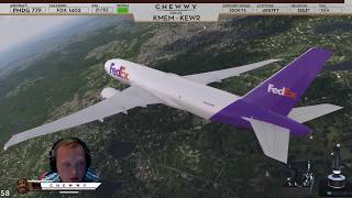 P3D v4 Windshear Go Around w Full ATC at Newark  FedEx 777 Freighter [upl. by Weinstein]