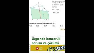 Üçgende benzerlik sorusu ve çözümü [upl. by Annice]