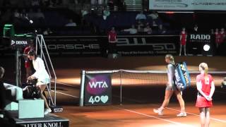 Sabine Lisicki vs Nastassja Burnett walk in  Porsche Tennis Grand Prix 2013 [upl. by Norre516]