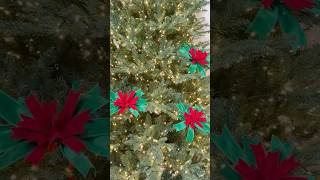 Create these easy poinsettias using just ribbon ❤️💚diy decor christmas shorts [upl. by Barayon474]