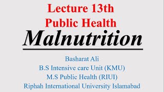 Malnutrition In Urdu Lecture 12th  Public Health  Diploma And Bs  Basharat Ali [upl. by Jr]