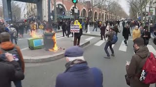 France protests against pension reform [upl. by Newbill198]