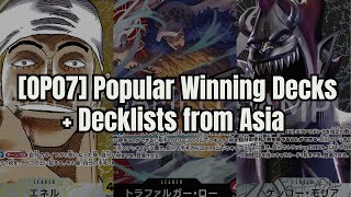 OP07 3 Popular Winning Decks  Enel Moria amp Red Purple Law  Deck lists from Asia One Piece TCG [upl. by Gardy]