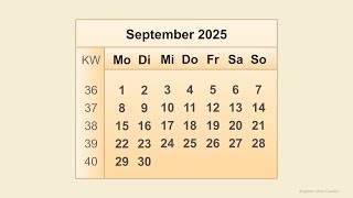 Kalender September 2025 [upl. by Acemaj]