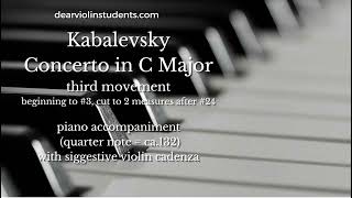 Kabalevsky Violin Concerto in C 3rd mov piano accompaniment with suggestive cadenza with cut [upl. by Tammara]