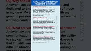 Care Assistant Interview Questions and Interview [upl. by Carder]