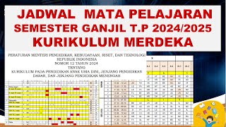 JADWAL MAPEL KURIKULUM MERDEKA struktur kurikulummerdeka matapelajaran mapel merdekabelajar [upl. by Kiryt]