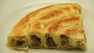 Tavada Rulo Börek Tarifi  Kıymalı Patatesli Çıtır Kol Böreği [upl. by Marti]