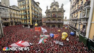 Bullrunning San Fermin festival gets underway in Pamplona [upl. by Rodger]