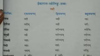 ईकारान्त स्त्रीलिंग नदी शब्द के रूप sanskrit shabd roop nadi [upl. by Adamsen568]