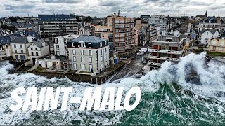 Grandes marées filmé en drone à SaintMalo  Bretagne  France [upl. by Eatnad179]