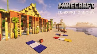 Beachfront Tiki Bar Minecraft Relaxing Longplay No Commentary [upl. by Arag]