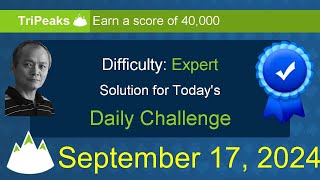 Microsoft Solitaire Collection TriPeaks  Expert  September 17 2024 [upl. by Kunz]