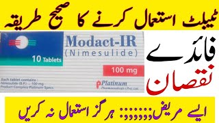 ModactIR 100 mg uses Nimesulide ModectIR tablet Uses side effects and Dosage [upl. by Ruphina]