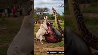 When a Python and Hippo Attack a Goat shorts [upl. by Eelinej]