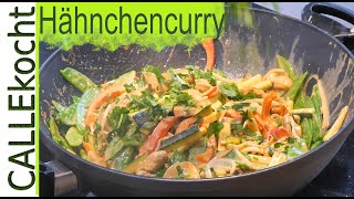 Hähnchencurry mit Gemüse und Kokosmilch Asiatisch Kochen Rezept [upl. by Nonnahsal487]