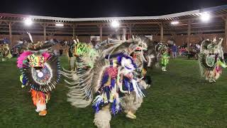 MVI 6975 Ochapowace Powwow 2023 Sat Night Live Mens Fancy Bustle Special Part 1 [upl. by Ahserak]