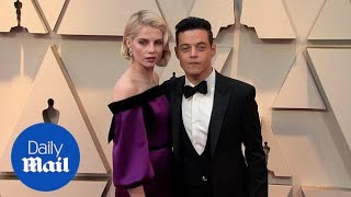 Love Doves Rami Malek and Lucy Boynton embrace at 2019 Oscars [upl. by Innek]