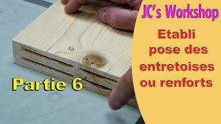 Comment faire un établi en bois partie 6 pose des entretoises  astuces lamelleuse  61 [upl. by Avrom]