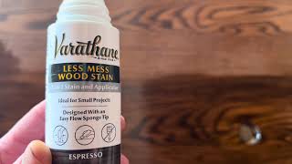 Staining wood desk with 2in1 Varathane sponge applicator stain review [upl. by Tilford]