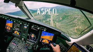 4K  Pilots View  My First Landing at Aspen In Bad Weather [upl. by Sella883]