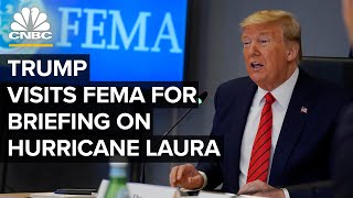 President Trump visits FEMA headquarters for a briefing on Hurricane Laura — 8272020 [upl. by Chrysler320]