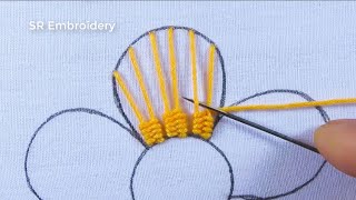 Hand Embroidery Most Super Unique Flower Embroidery Design Needlepoint Art With Easy Sewing Tutorial [upl. by Nimrak]