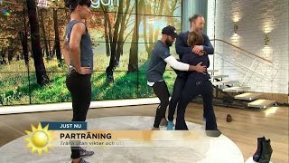 Blooper Tilde och Peter quottränarquot parträning  Nyhetsmorgon TV4 [upl. by Sevy]